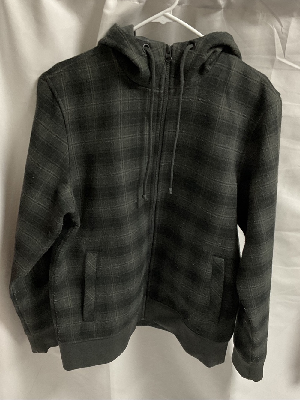 The North Face Men's Dark Gray Plaid Zip-Up Hoodie Size L